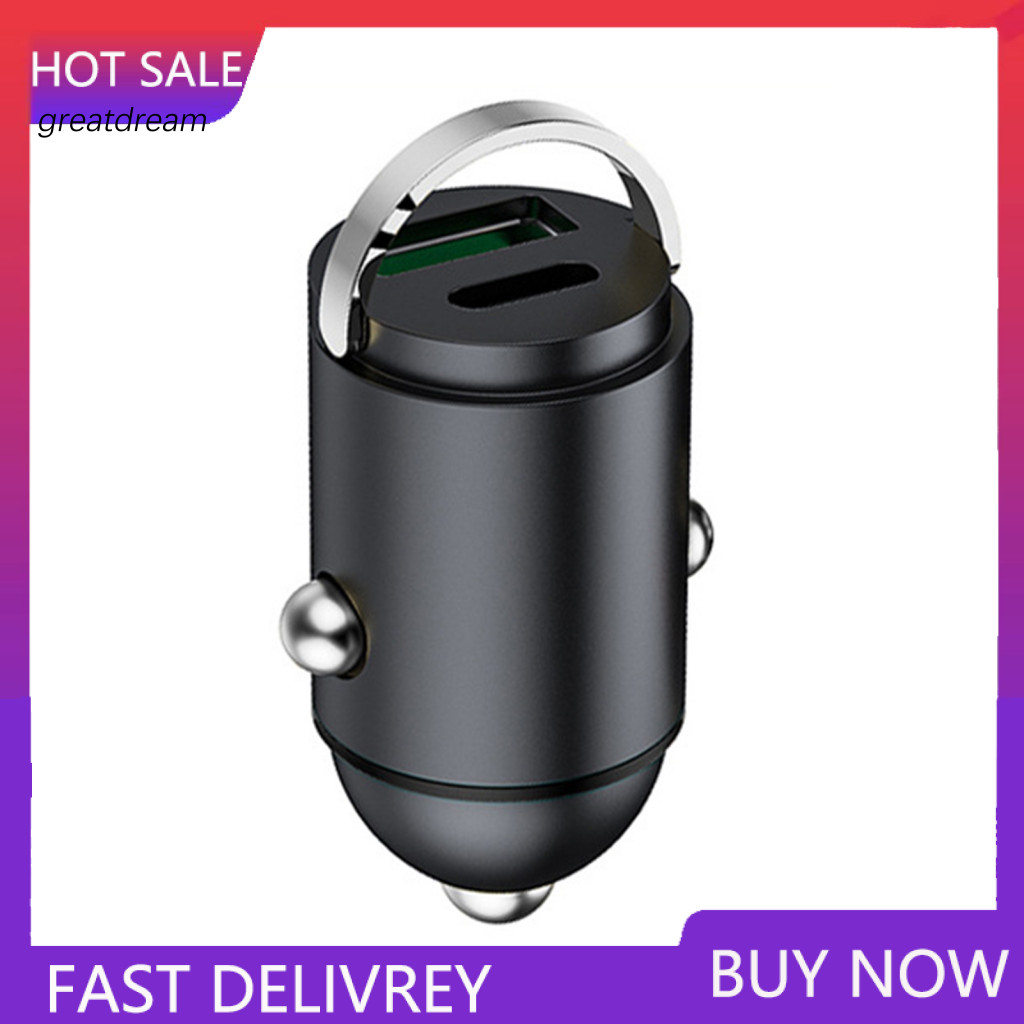 Portable Car Charger 120w Dual-port Usb Type-c Fast Charging Aluminum Alloy Auto Adapter for Phones Tablets – with Mod