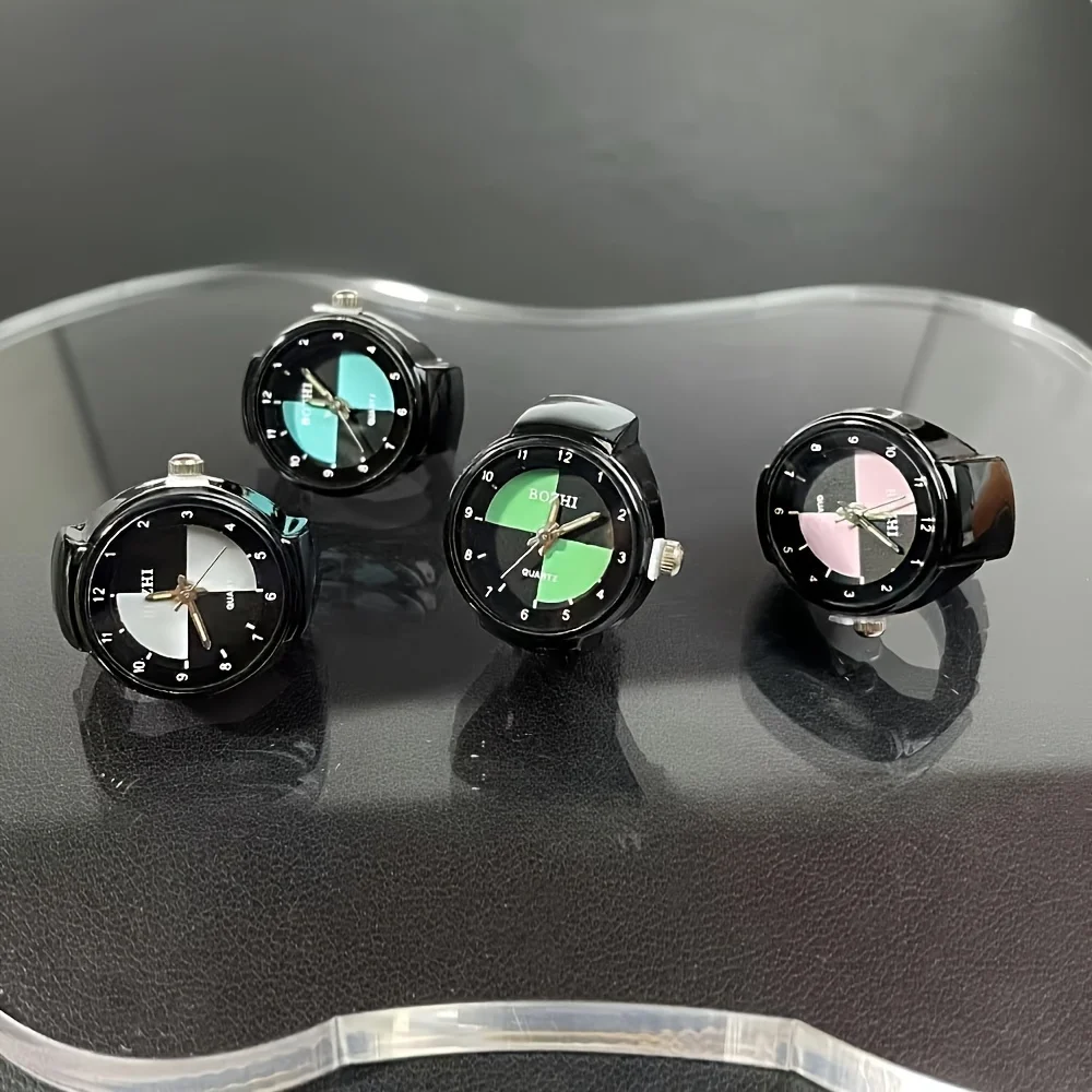1pcs Fashion Creative Luminous Quartz Ring Watches, Adjustable Strap Watch, School Supplies