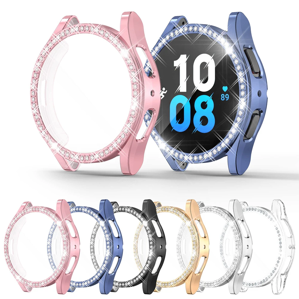 Diamond Case for Samsung Galaxy Watch 5/5 pro/4 40mm 44mm PC Cover All-Around Bumper Protector Galaxy watch 4 classic 42mm 46mm