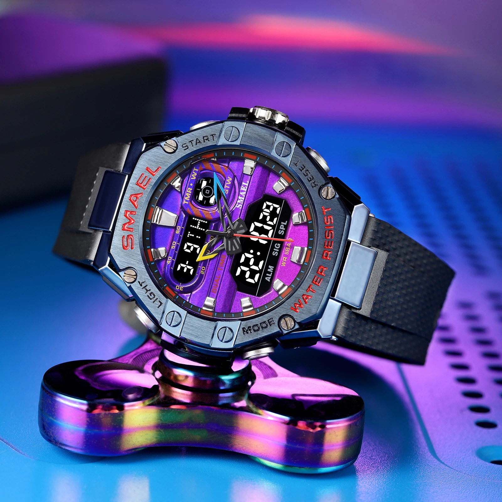 SMAEL Sport Watch for Man Dual Time Watch for Men Led Light Watch Alarm 8066 Fashion Sport  Watches Military S Shiock Wristwatch