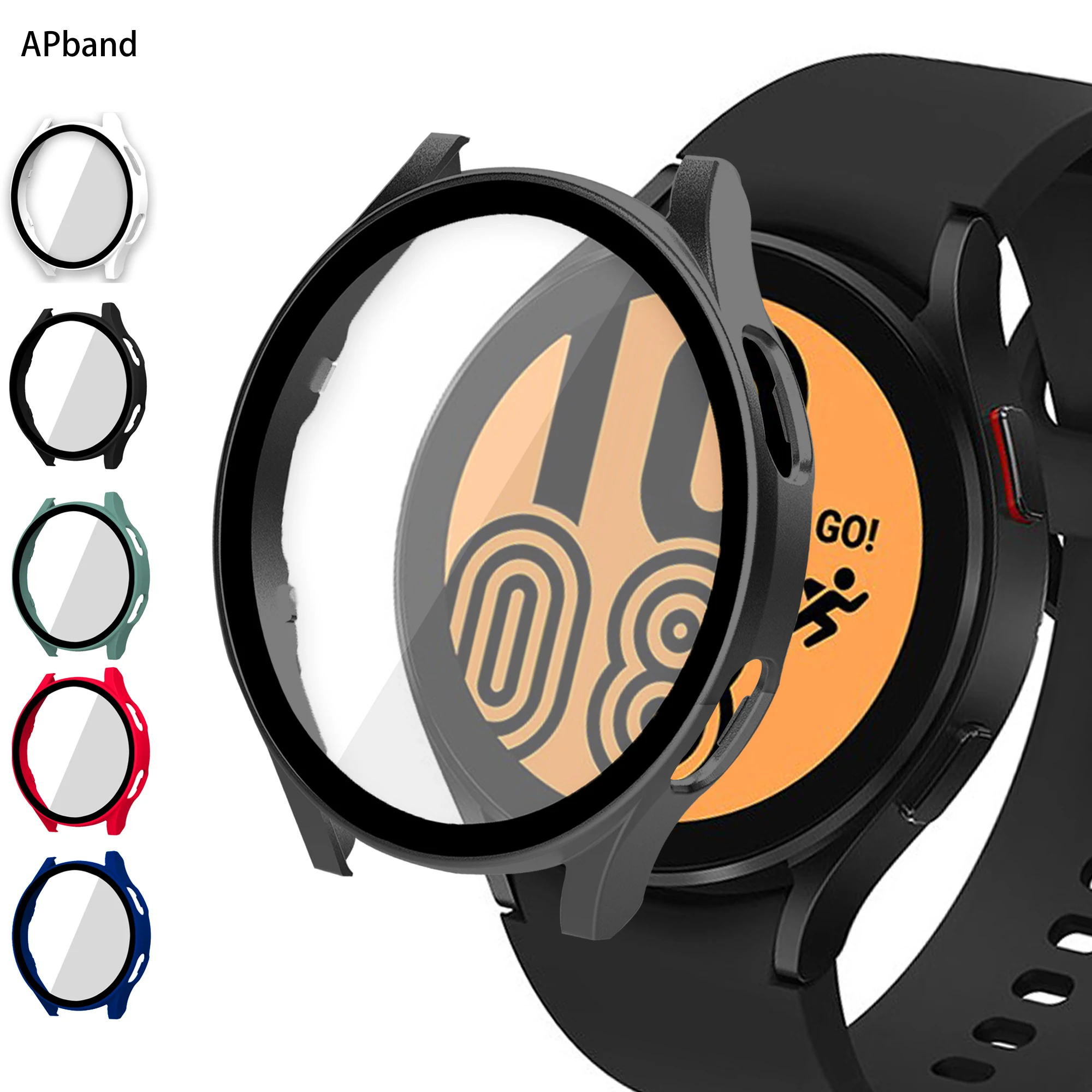 Glass+Case for samsung Galaxy watch 5/4 44mm 40mm Accessorie PC all-around Anti-fall bumper watch4 watch5 Screen protector cover