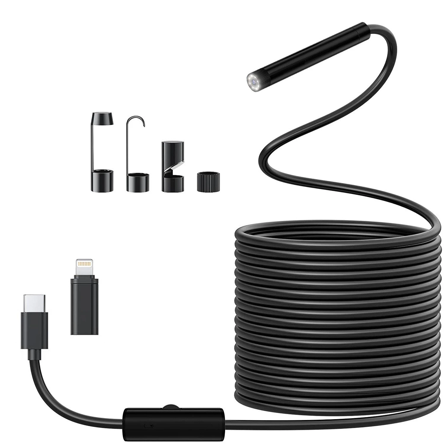 8mm Lens Industrial Endoscope, 1920p Borescope with Adjustable Led Light Ip67 Waterproof Camera for iPhone, Ipad, Samsung