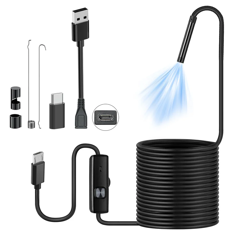 KUTOU 8mm Endoscope Smart Phone Android Type C PC Boroscope Device Camera for Automobile engine Inspection Sewer Borescope
