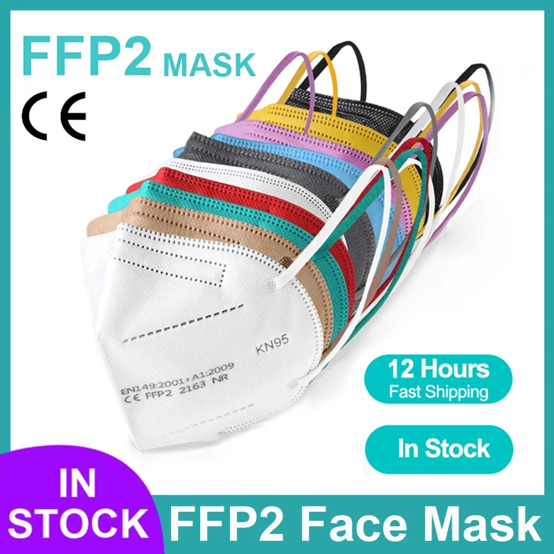 5Layer FFP2 Masks CE Approve KN95 Melt-blown mask Filtering Adult Multi-colors Black Pink Blue Bag Pack ffp2 NR EU Fast Delivery