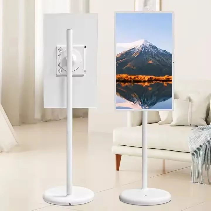 Home Entertainment Floor Standing Rechargeable 21.5/24 Inch Mini Smart Tv Tablet With Battery 32 Inch Portable Smart Tv on Wheel