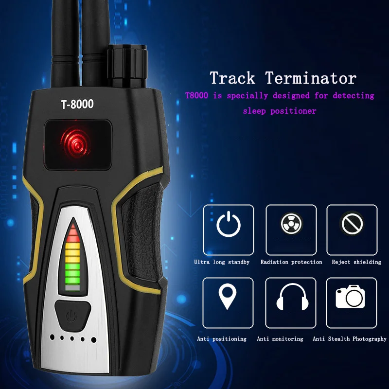 T8000 Track Terminator Wireless Signal Detector GPS Anti Positioning Search Camera Stealing Eavesdropping Detection Smart Chip