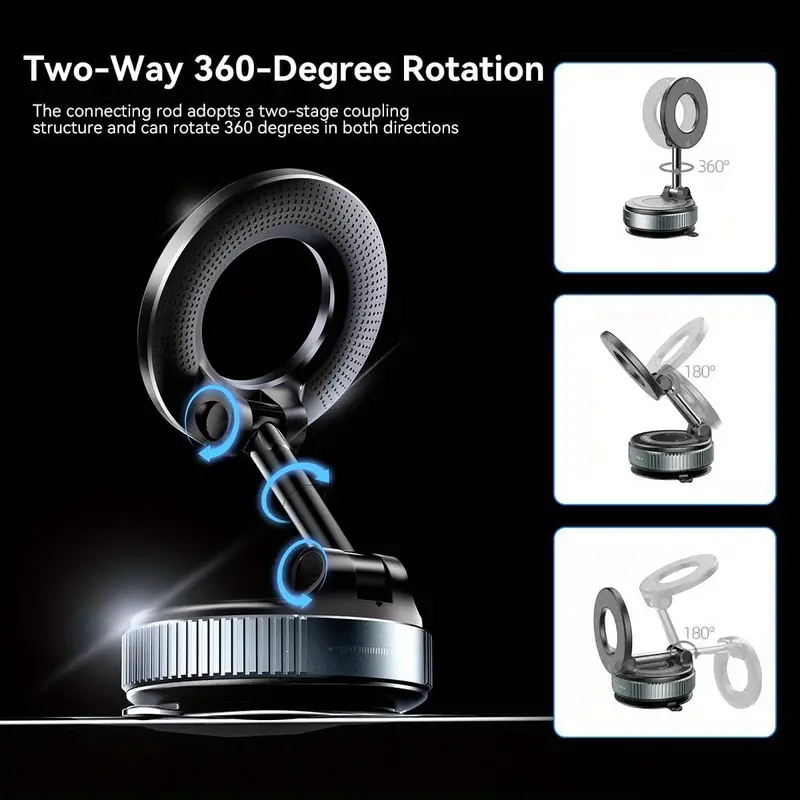 360 Magnetic Holder° Foldable Cell Phone Holder with Strong Vacuum Suction – Car Table Wall