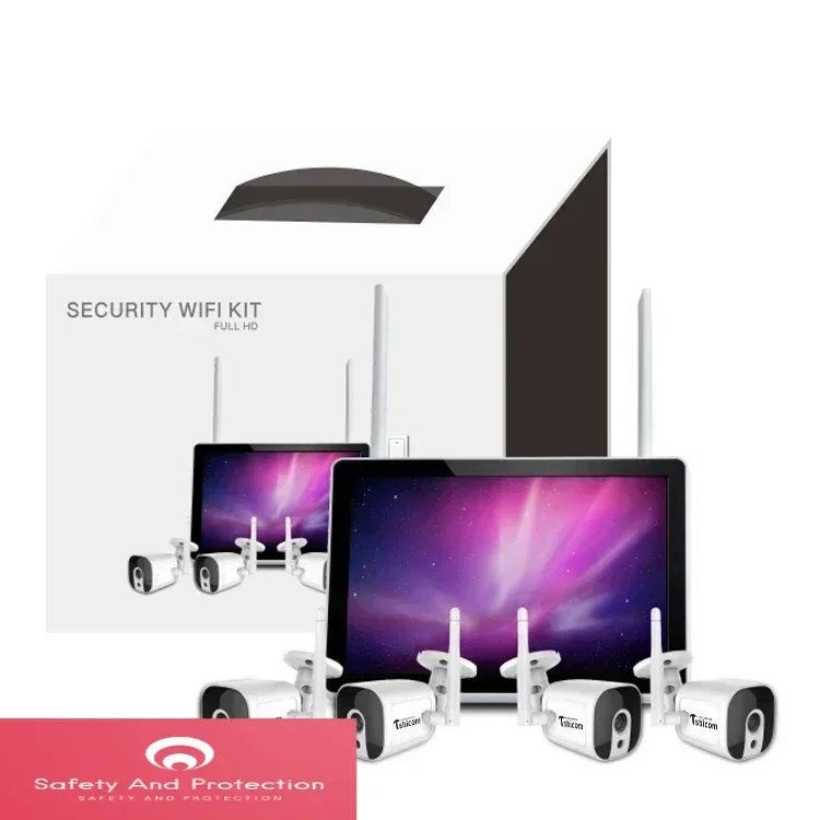 TUYA Smart Wi-Fi 4CH NVR Kit 12inch LCD HD 1080P Wireless Night Vision Surveillance Home Cctv System Security Camera