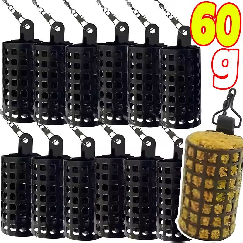 1/2/3PCS Alimentador De Gaiola De Pesca | Design De Cilindro Oco Fundição Precisa E Autopeso Arroz/Grânulos De Fácil Enc
