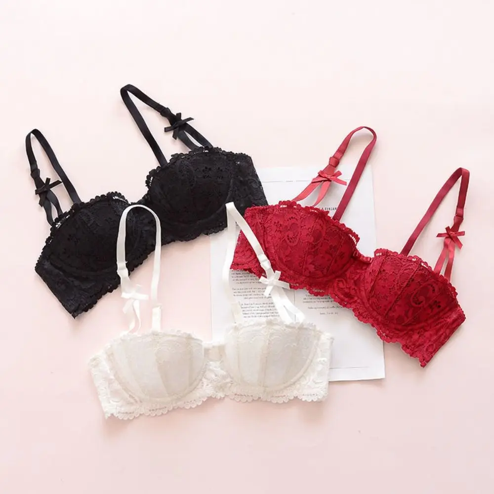 Adjustable Flower Deep V Bra Push Up Shockproof Lace Bra Anti-sagging Lingerie Underwear for Women Girls