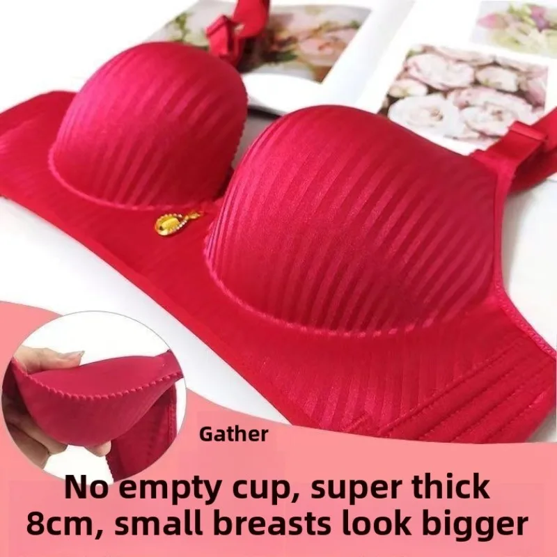 Hot Sale Women's Push Up Bra 8cm Thickened Mantou Cup Adjustable Seamless Wire-Free Comfortable Lingerie Bra for Big Bust