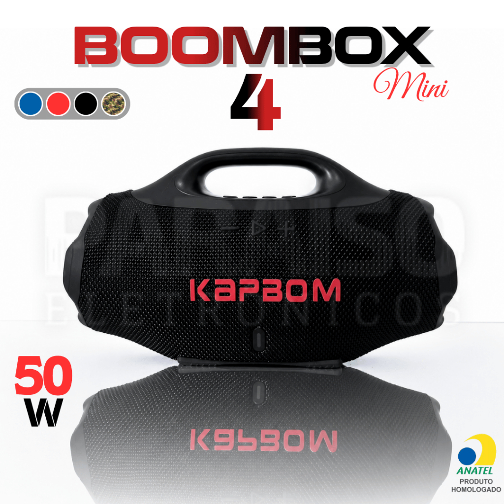 BOOMBOX 4 Caixa de Som Potente 50W PREMIUM Bluetooth Portátil Rádio FM Prova d'Água TWS LANÇAMENTO