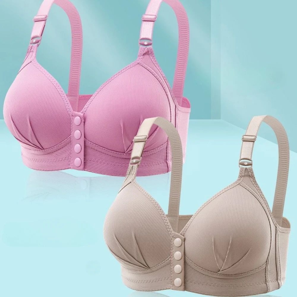 Fashion Large Size Front Buckle Sexy Push Up Women Bra Adjustable Thin Cup Breathable Comfortable Mom Ladies Underwear For Gift