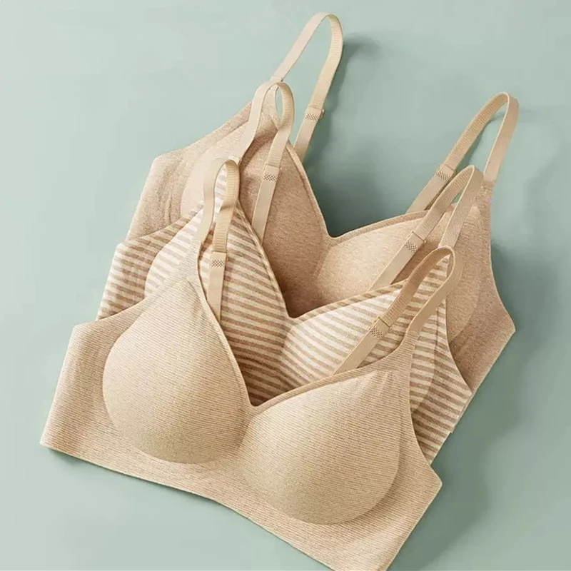 Women's Fixed Cup Underwear Adjustable One-Piece Small Breast Push-Up Anti-Sagging Bra No Steel Ring Side Breasts Support