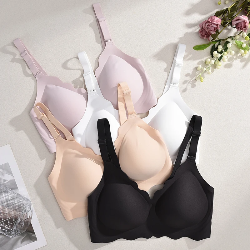 FINETOO Adjustable Strap Seamless Wireless Bra For Lady Soft Skin-Friendly Breathable Bralette No Underwire Comfortable Lingerie