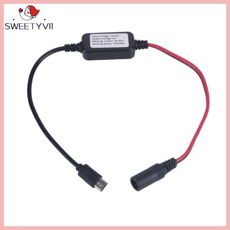 SWEET ~ 12V 24V Para USB C Cabo De Carregamento 5 5 x 2 1mm Porta Fêmea Extremidade Macho 5V 3A 15W Saída Veículo E Desk