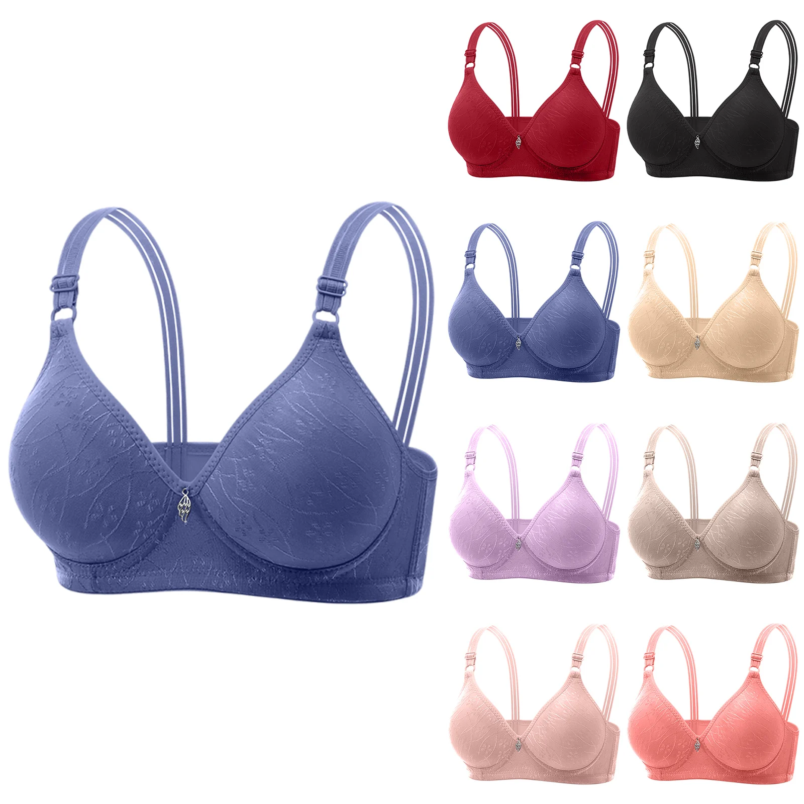 Women Fashion Simple Style Bra Classic Solid Color Breathable Thin Mold Cup Lingerie Female Comfort Adjustable Strap Underwear