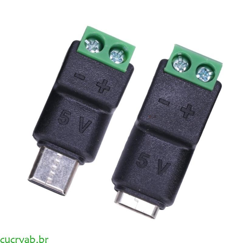 cucryab 2 Peças USB C Para Adaptador Bloco Terminal Pinos Transferência Energia 15W Cabos Carregam