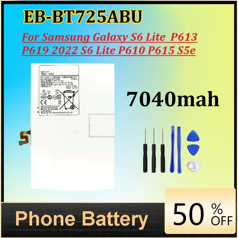 7040mah EB-BT725ABU Tablet Battery for Samsung Galaxy S6 Lite  P613 P619 2022 S6 Lite P610 P615 S5e Rechargeable Battery