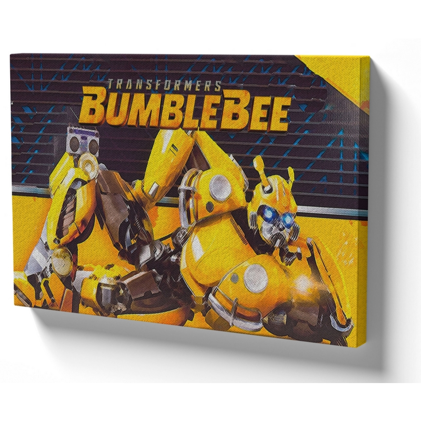 Quadro luxo tela 50x70 estrutura madeira Transformers Bumblebee fusca