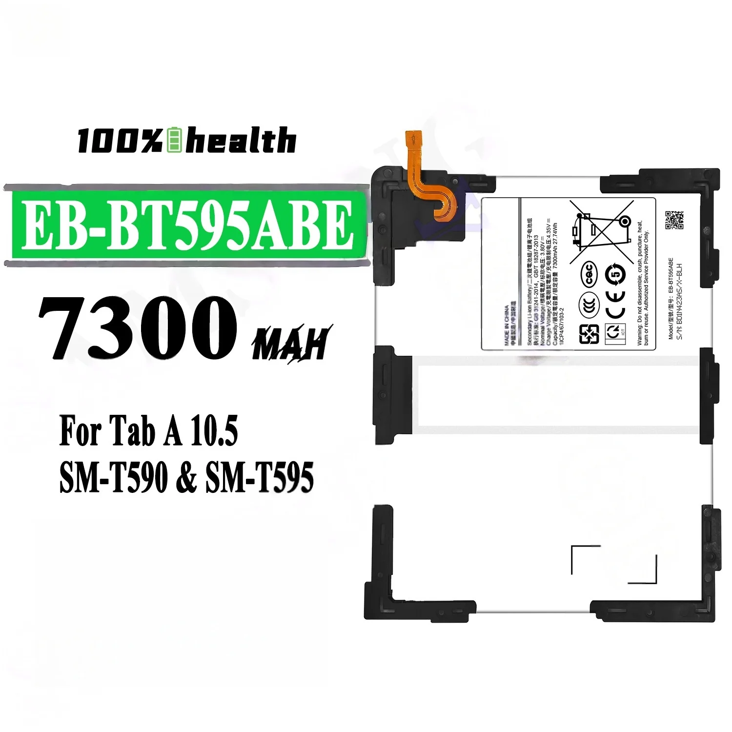 EB-BT595ABE 7300mAh Tablet Battery for Samsung Tab A 10.5 SM-T590 SM-T595 Rechargeable Battery