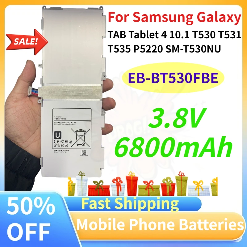 EB-BT530FBE 6800mAh Battery for Samsung Galaxy TAB Tablet 4 10.1 T530 T531 T535 P5220 SM-T530NU Rechargeable Batteries