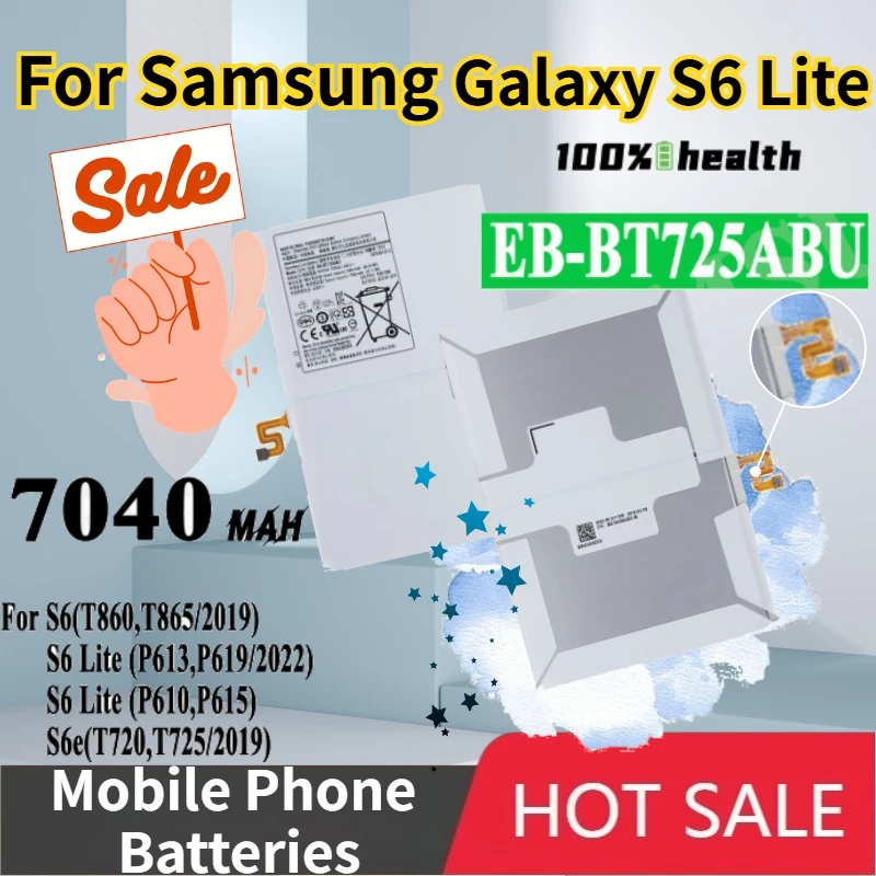 7040mah EB-BT725ABU Tablet Battery for Samsung Galaxy S6 Lite P613 P619 2022 S6 Lite P610 P615 S5e Rechargeable Battery