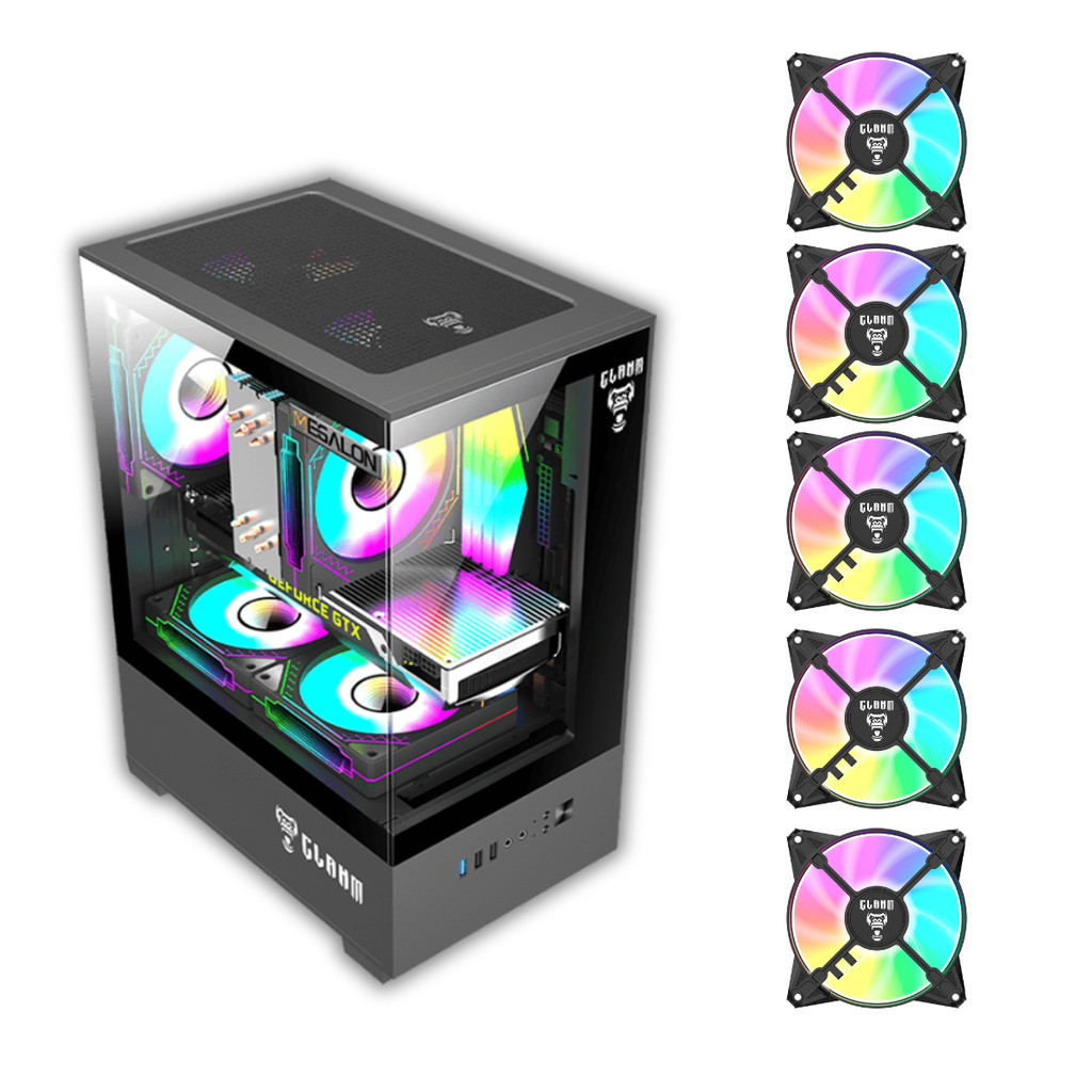 Gabinete Gamer Night Megalon Vidro Rgb + 5 Fans ARGB Clanm
