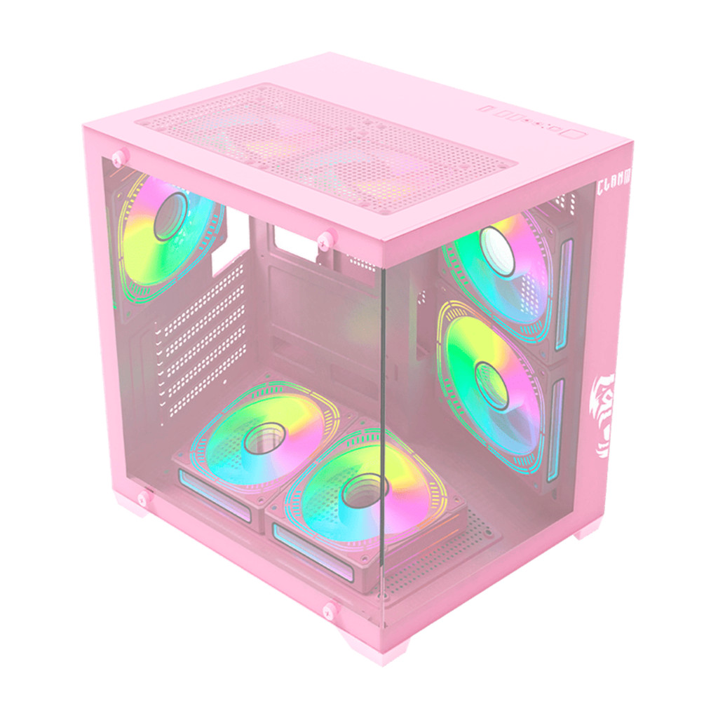 Gabinete Gamer Candy Grodd + Fans Rosa RGB Clanm