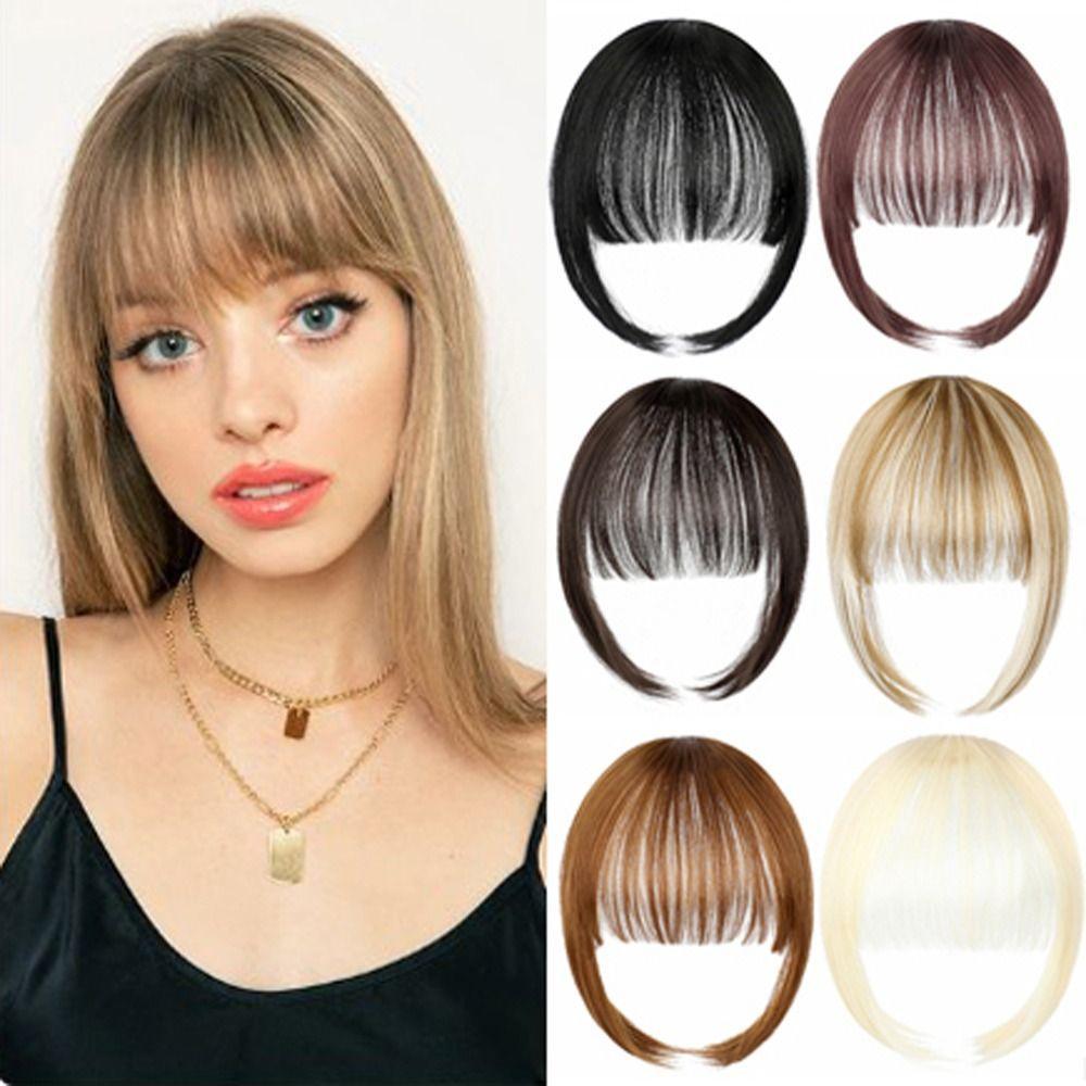 SHENGDA Franja Sem Corte , Extensão De Cabelo Sintético Com , Peruca Falsa Preta , Natural