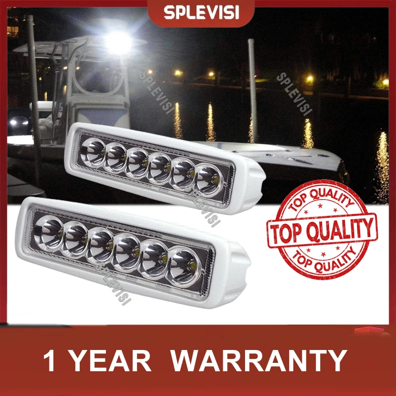 2pcs 12V 6 LED Deck Marine Spreader Flood Spot Light White Boat Yacht T-Top Lights IP67 Waterproof Pontoon Fishing 12V White