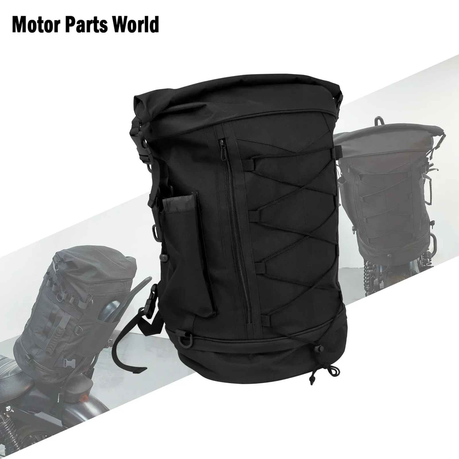 Universal Motorcycle Luggage Backpack Multifunction Waterproof Tail Bag Travel Outdoor Expandable Sissy Bar Backrest Bag W/Strap