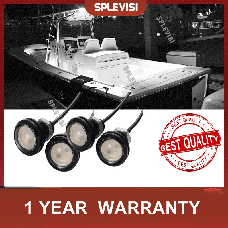 4PCS LED Boat Light Waterproof Outrigger Spreader Transom Underwater Night Marine Dock Pool Pond Fountain Outdoor Lighting