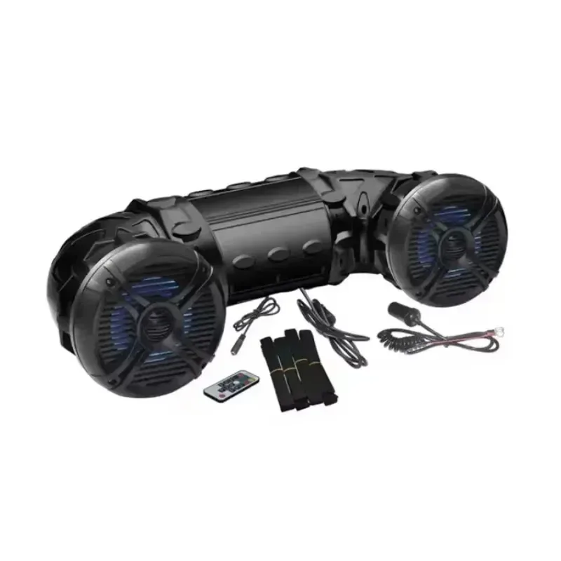6.5/8 Inch Powersports Bluetooth Audio Tube Amplified Marine Speaker System, Waterproof ATV UTV Boat Soundbar Plug and Play