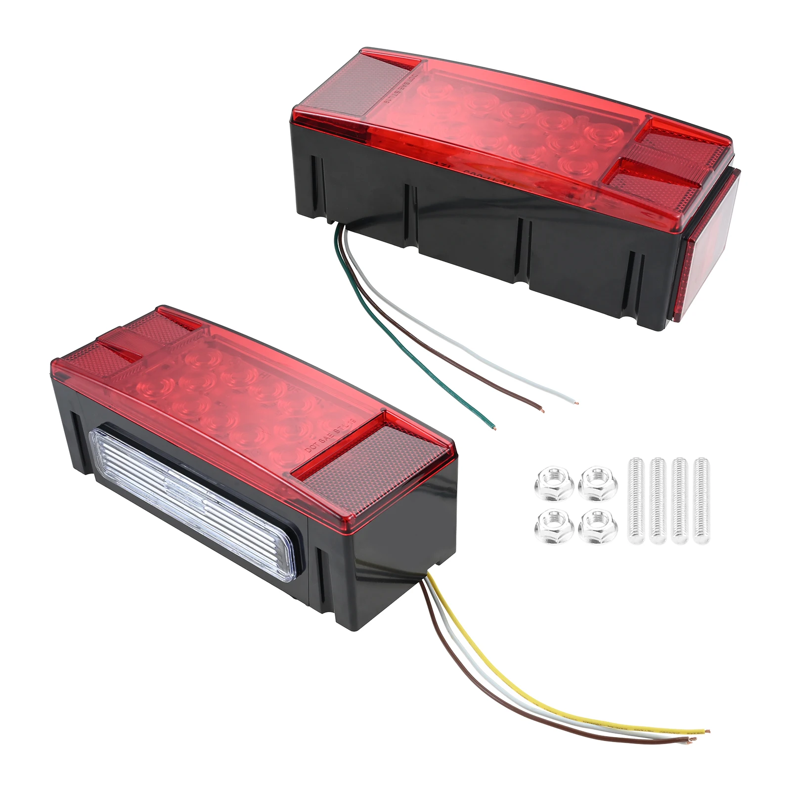 1 Pair Red Led Stop Turn Tail Lights Ip68 Waterproof Taillight Parking Rear Position Light For RV, Trailer, Trunk, Boat, Pickup