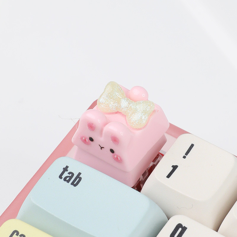 [Estoque pronto] Pink Piggy Mecânico Keycap Cute Bunny Tampa de teclado personalizada exclusiva multicolorida WJG26.10.1