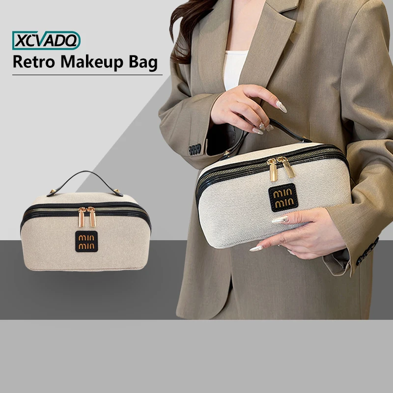 1pcs  Travel Toiletry Bag for Women, Wide-open Large Makeup Bag with Handle, Puffy Makeup Organizer for Toiletries, Cosmetics