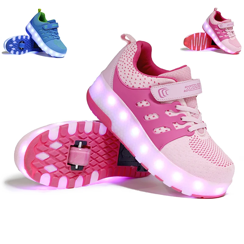 High Quality Flashing Roller Skate Shoes Boys Girls Children Luminous Wheels Sneakers Led Light Sport USB Charging Skateboard