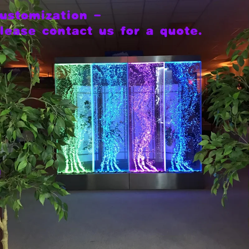 custom.Stainless Steel Luxury Waterfall  Bubble Wall Decorative RGB Lights Indoor Fountain Office Home Shop Decora