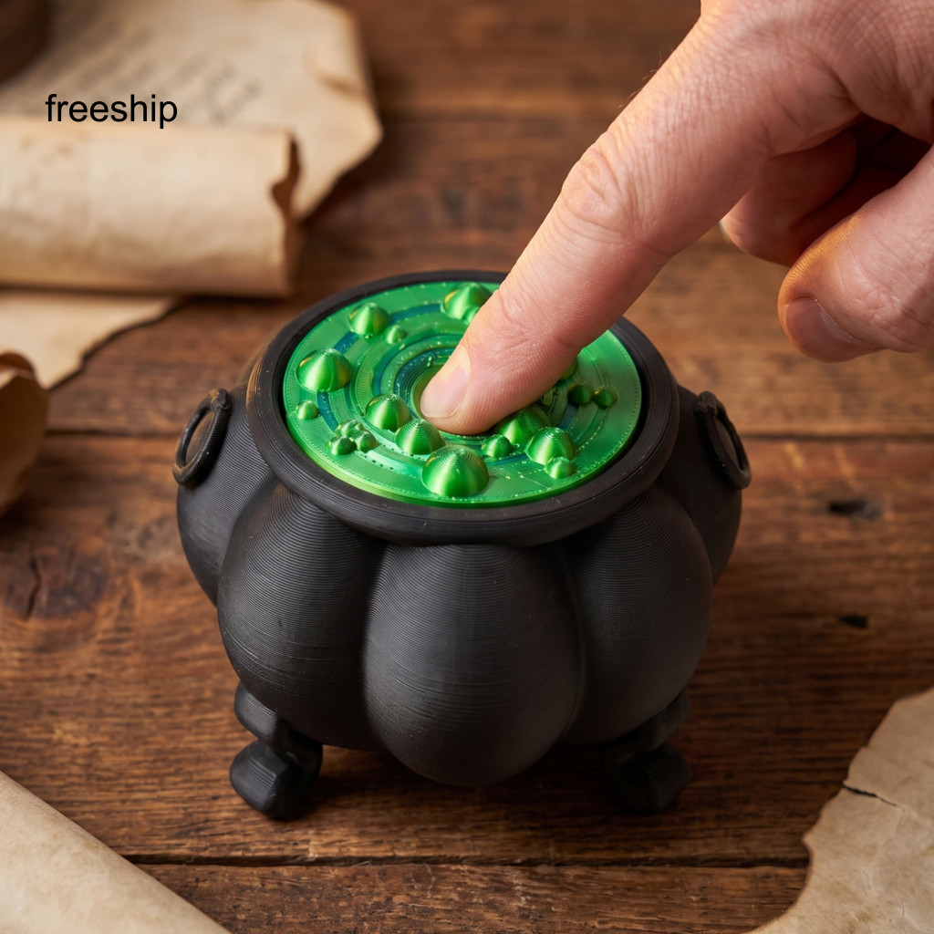 Halloween Cauldron Clicker Toy Stress Relief Pressing Witch – 3d Printed Fidget Finger Fun Holiday for Kids
