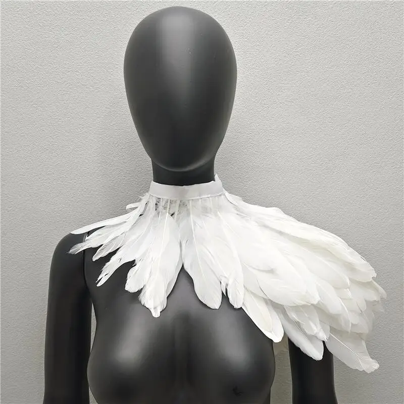 Halloween Shawls Snood Children Gothic Style Dress Cape Cosplay Neck Scarves Woman White Scarf Y2k Feather Wedding Party Shawl