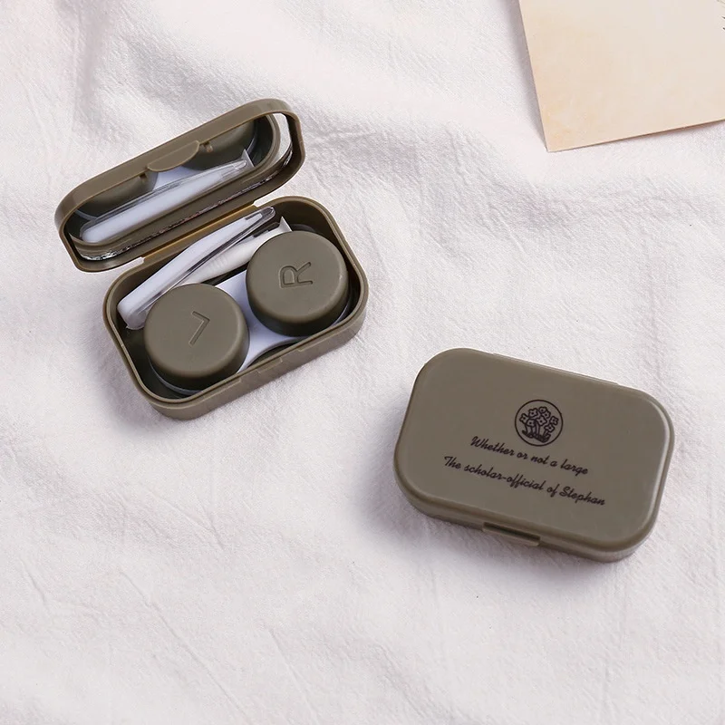KLASSNUM Portable Travel Contact Lens Case With Mirror Tweezers Care Kit Matte Solid Color Minimalist Storage Box Eye Organizer