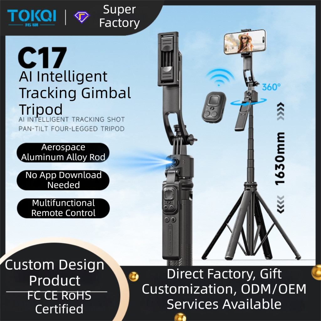 Gimbal Follow-up C17 Selfie Stick Face Tracking Anti-Shaking Suporte retrátil para celular Tiro ao vivo