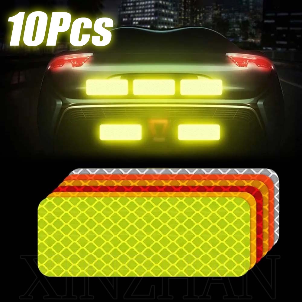 Fita Refletiva Multicolor De Segurança De Alerta Noturno/10Pcs Super Leve Para Carros/Veículos De Motocicleta/Decalques Refletores De Proteção Pára-Choques De