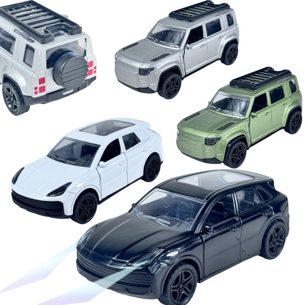Carrinhos Em Miniatura De Ferro De Fricção Com Som E Farois De Led PORSCHE CAYNNE LAND ROVER DEFENDER Cars Collection