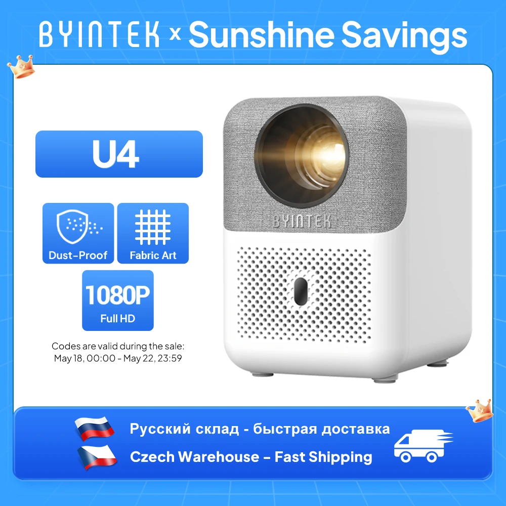 BYINTEK LOVE U4 Smart Mini Home Theater Projector 4K 1080P Video Android WIFI for Smartphone Cinema