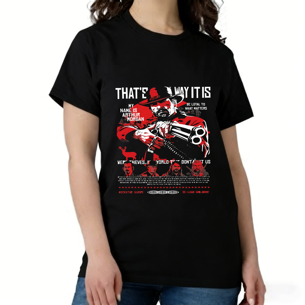 Camiseta Unissex Oversized Plus Size Feminina Masculina Poster De Arthur Morgan Red Dead Redemption 2, Tamanho A3, Papel