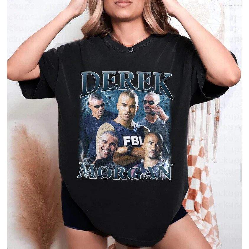 Camiseta Masculina Feminina Oversized Estampa Derek Morgan Criminal Minds Série Retro Vintage Streetwear T-shirt