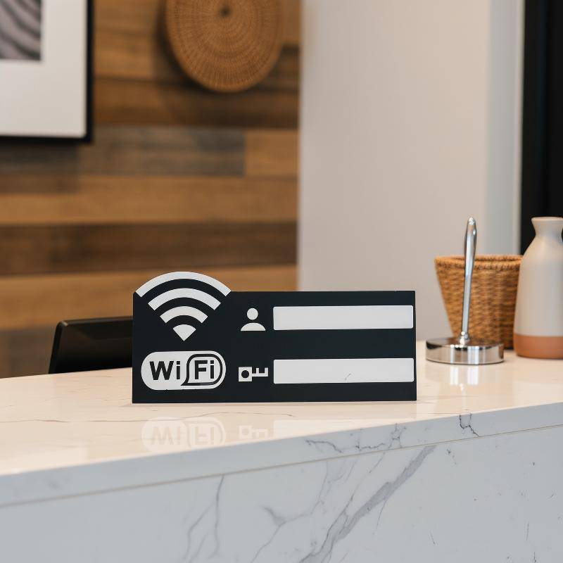 [BANY] Placa De Sinal De Senha Wi-Fi , Material De Madeira , 1 Peça , Exibição Gravável Com Caneta , Ideal Para Hotel Ai