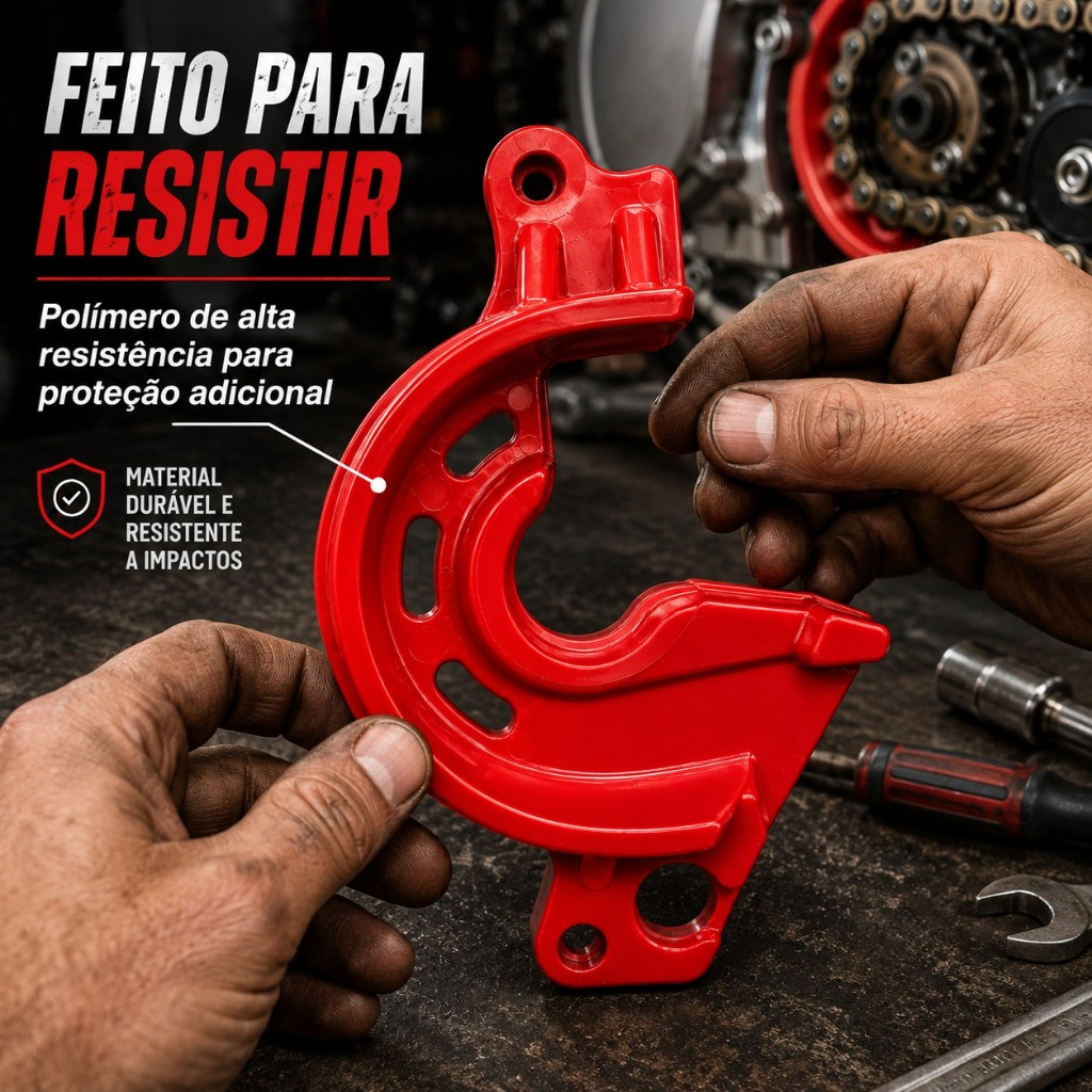 Protetor Motor Anti Travamento Pinhao Crf 230 Avtec Anti Block Protetor De Pinhão Moto Motocross Trilha Enduro Vermelho